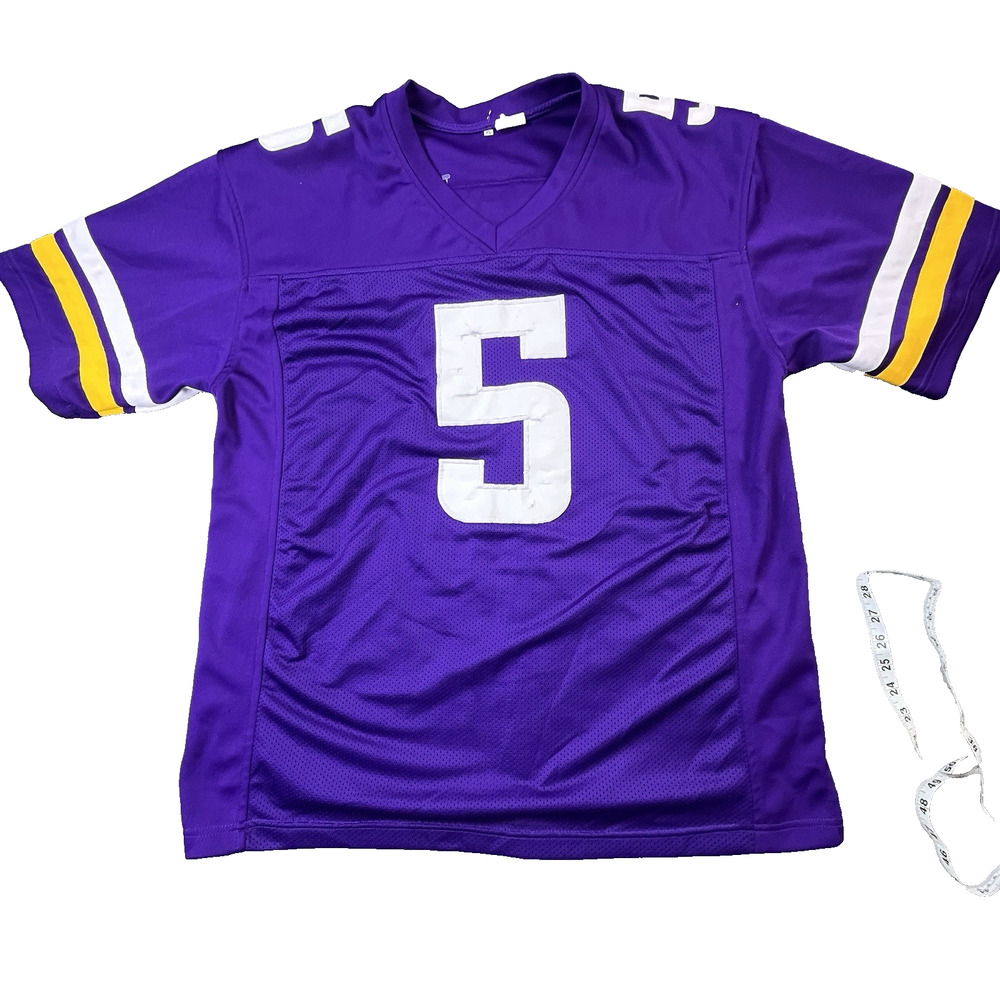 Teddy Bridgewater #5 Vikings Jersey (Men’s XL, Purple & Gold)